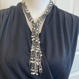 White House Black Market Elegant Silver and Pearl Necklace
